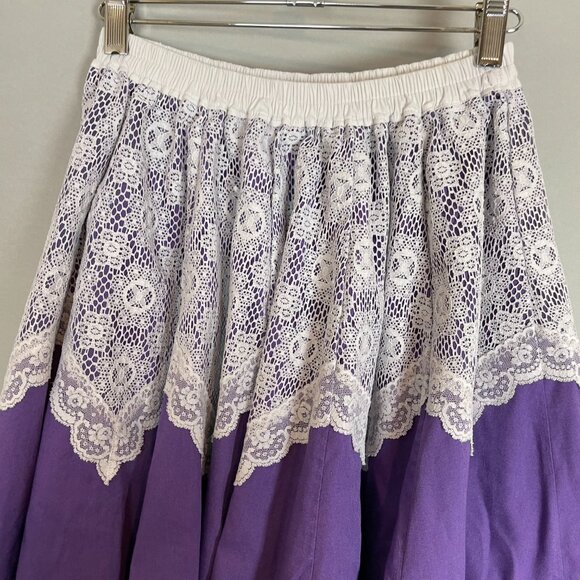 Handmade‎ Skirt Lace Purple White Elastic Waistband Country Line Dance Rodeo - Picture 7 of 10